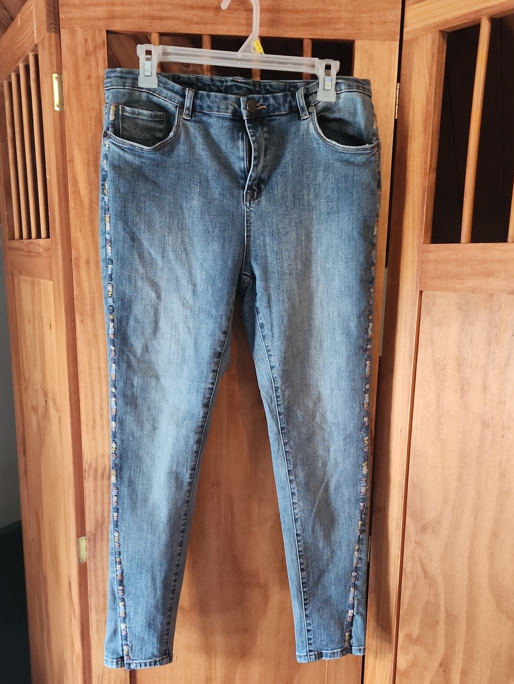Coco + Carmen Mid-Blue Skinny Jeans with Side Trim